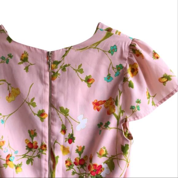 Copper Key Floral Print Romper Size S Faux Wrap Short Flutter Sleeves Outfit - Picture 9 of 12